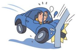 車を運転し事故を起こす男性のイラスト