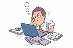 仕事中にうとうとする男性のイラスト